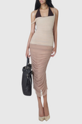Quavia Mesh Ruched Midi Dress