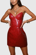 Radek Crocodile Strapless Leather Mini Dress