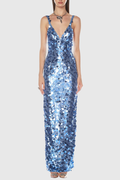 Raekwa Sequin Maxi Dress - Ocean Blue