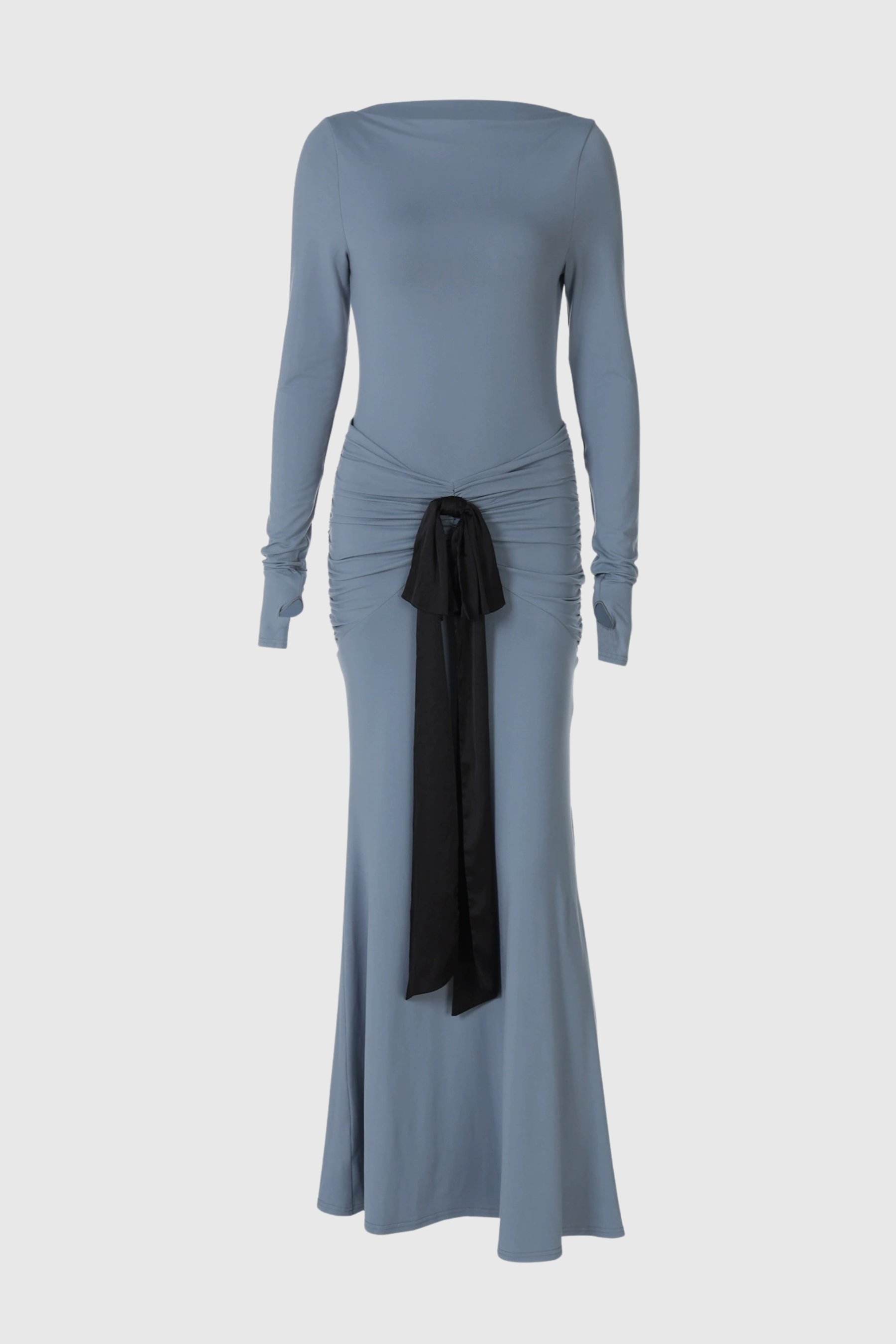 Raelyna Bow Embellished Ruched Maxi Dress