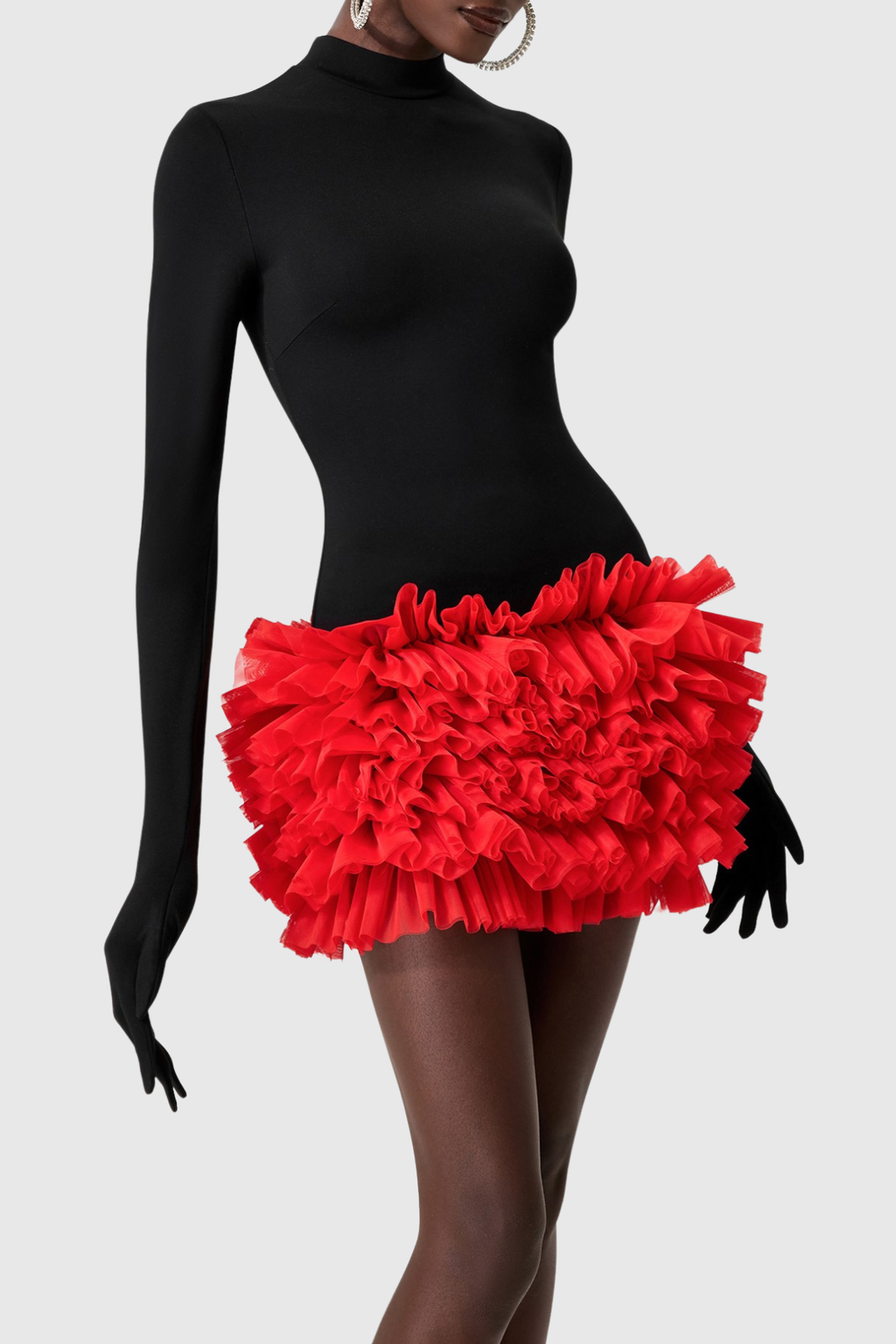 Raiden Ruffle Contrast Color Mini Dress 