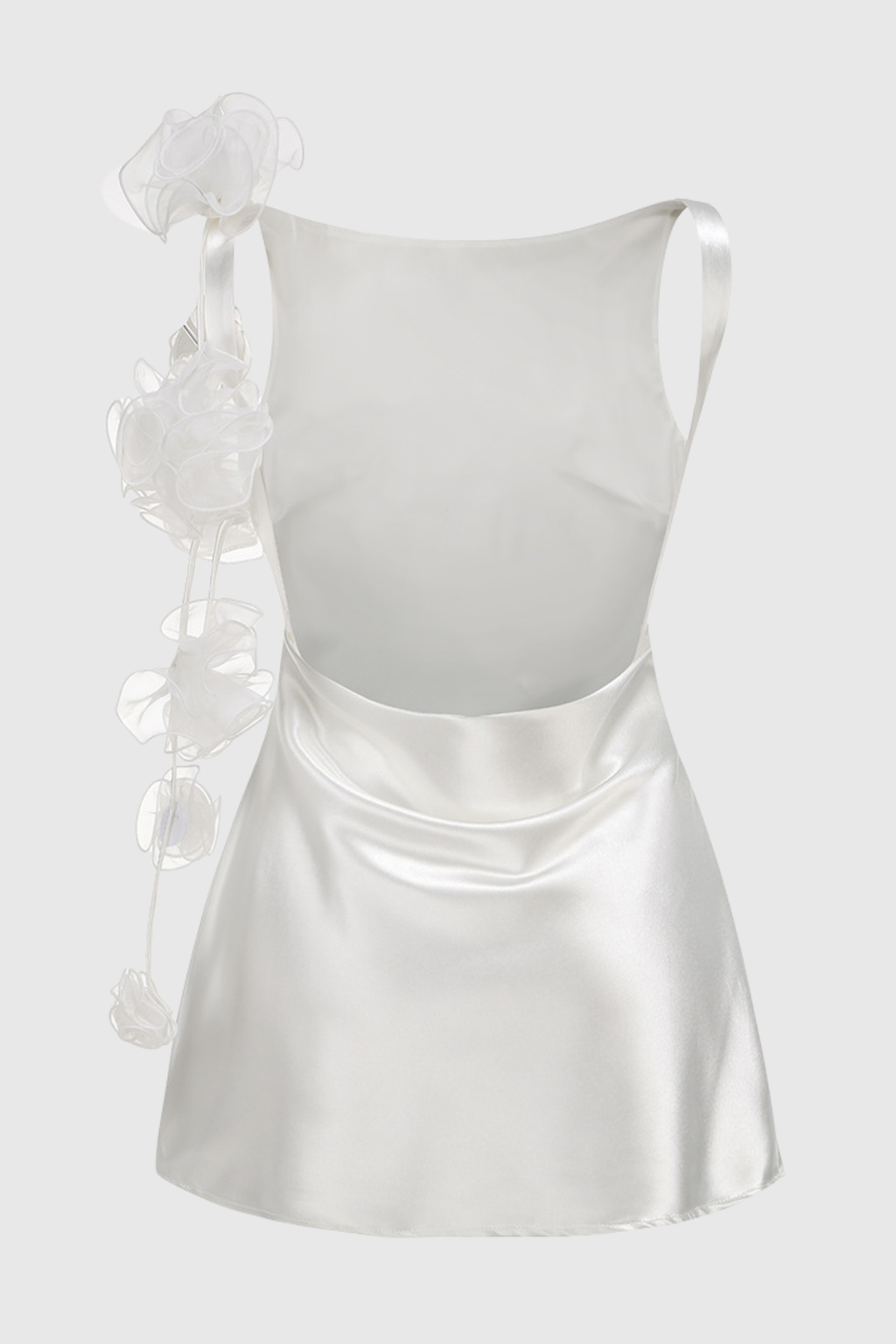 Raifa Floral Backless Satin Mini Dress - White