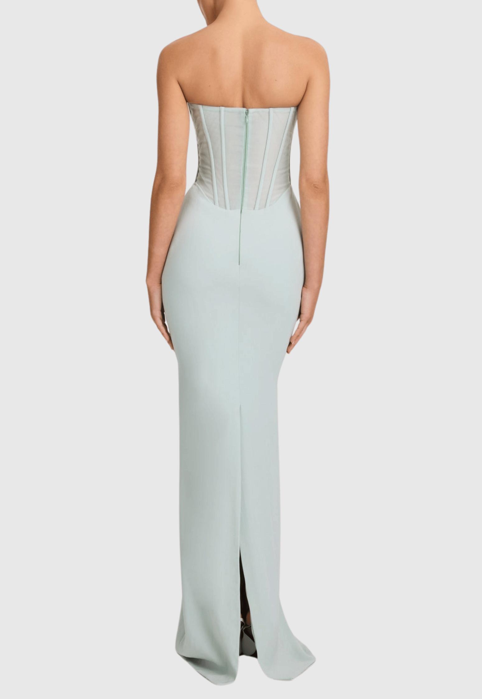 Ramire Strapless  Mesh Scarf Corset Maxi Dress