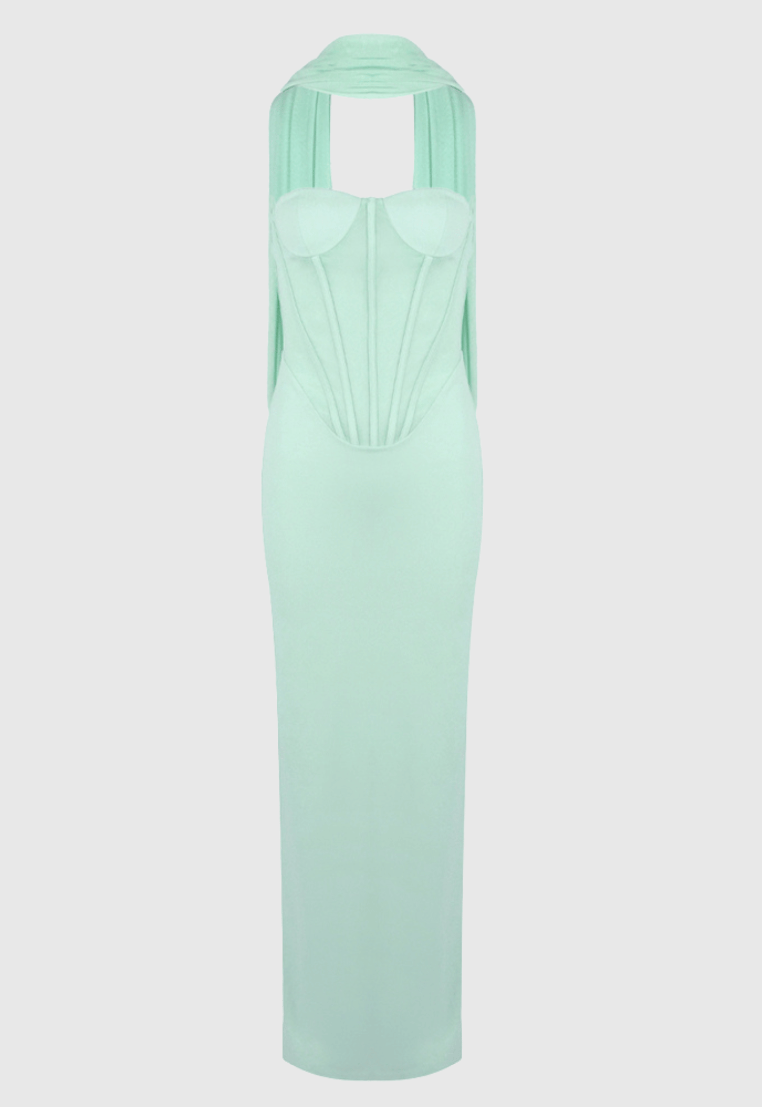 Ramire Strapless  Mesh Scarf Corset Maxi Dress