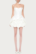 Remiel Strapless Rose Appliqué Corset Mini Dress - White