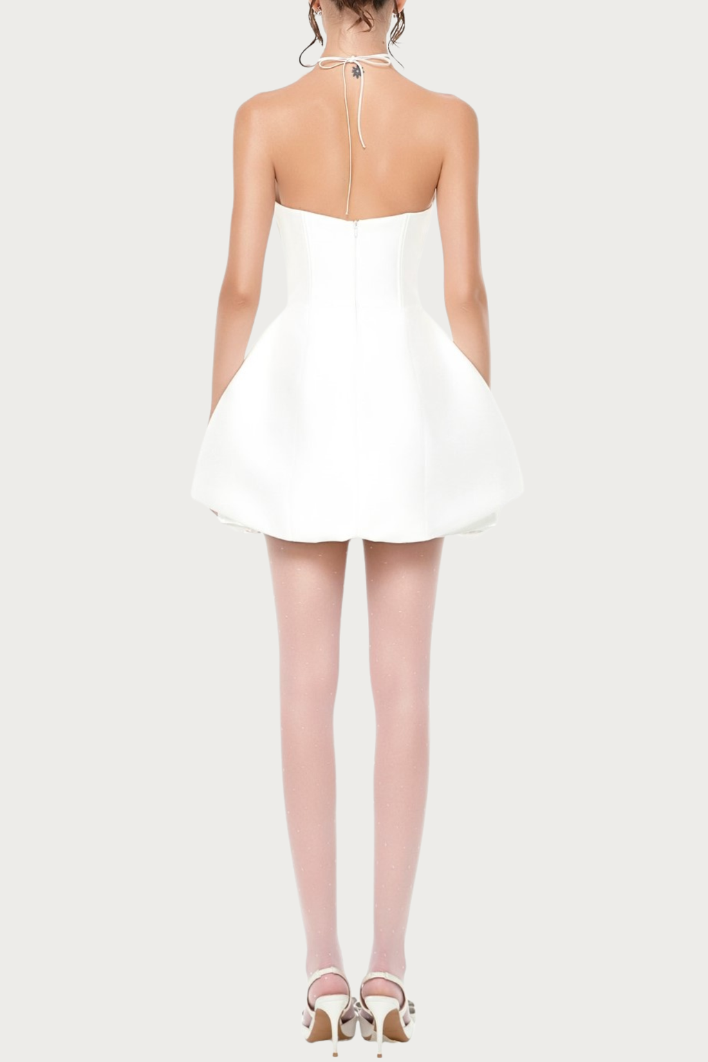 Remiel Strapless Rose Appliqué Corset Mini Dress - White