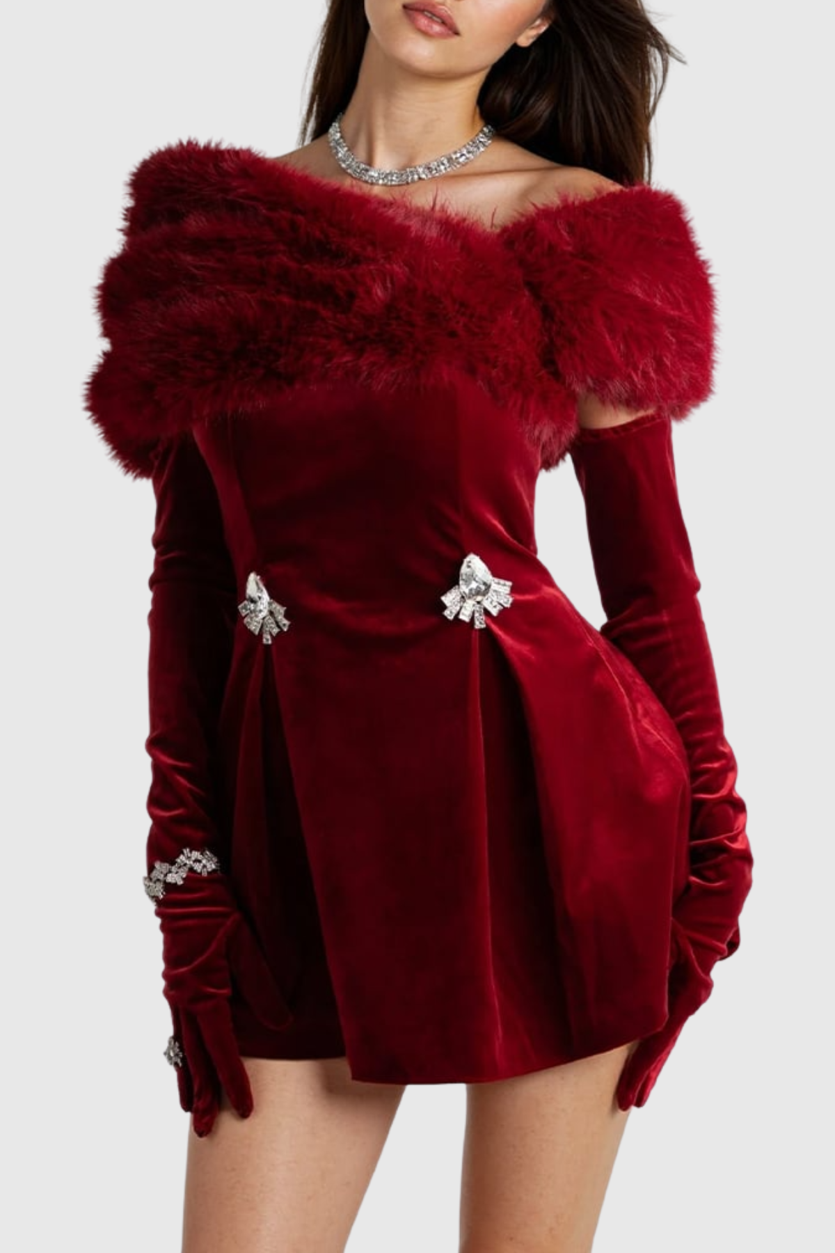 Roqua Off Shoulder Velvet Mini Dress