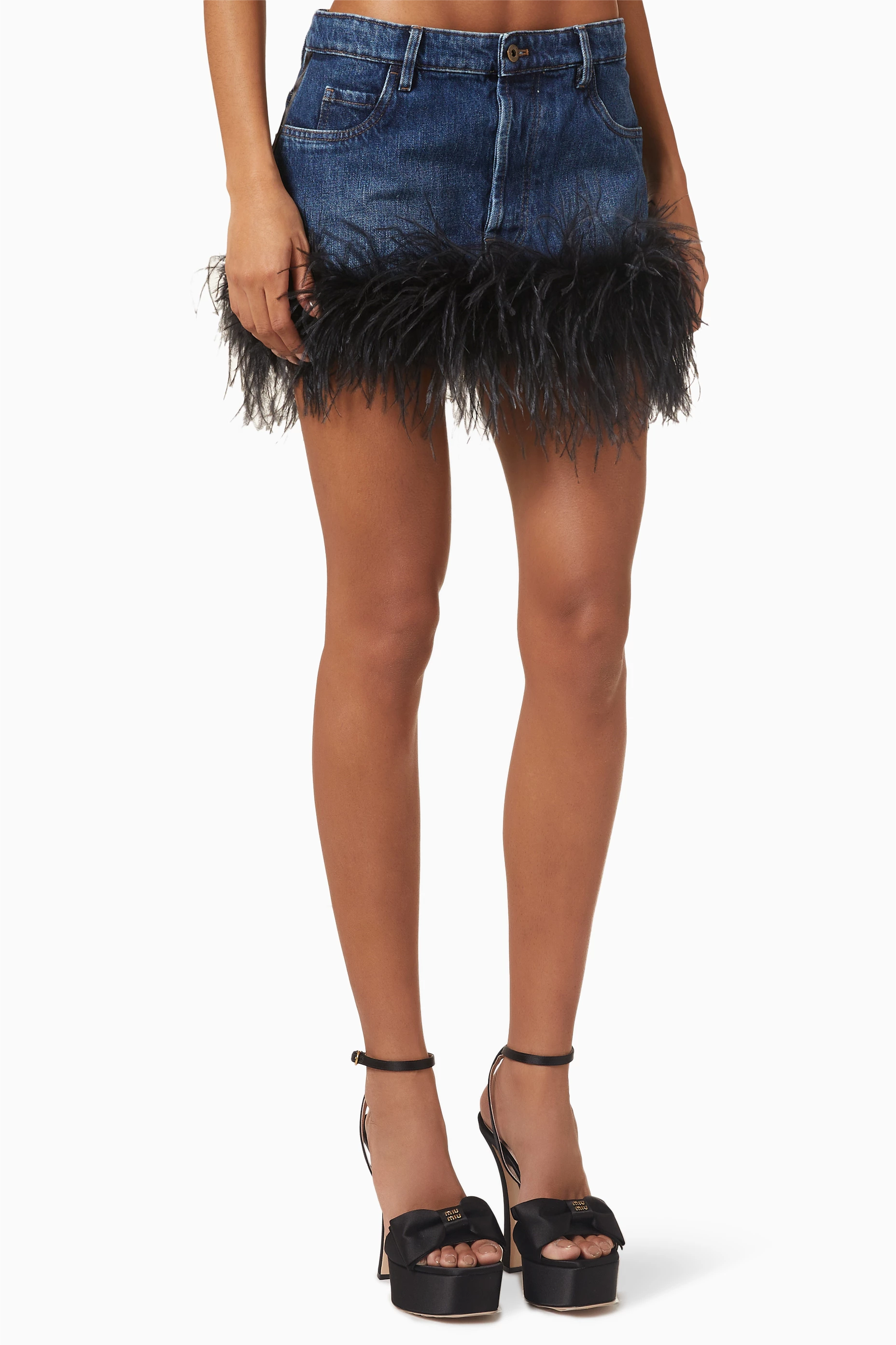 Ruth Feather Denim Skirt