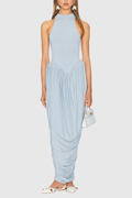 Doyle Sleeveless Ruched Maxi Dress - Blue