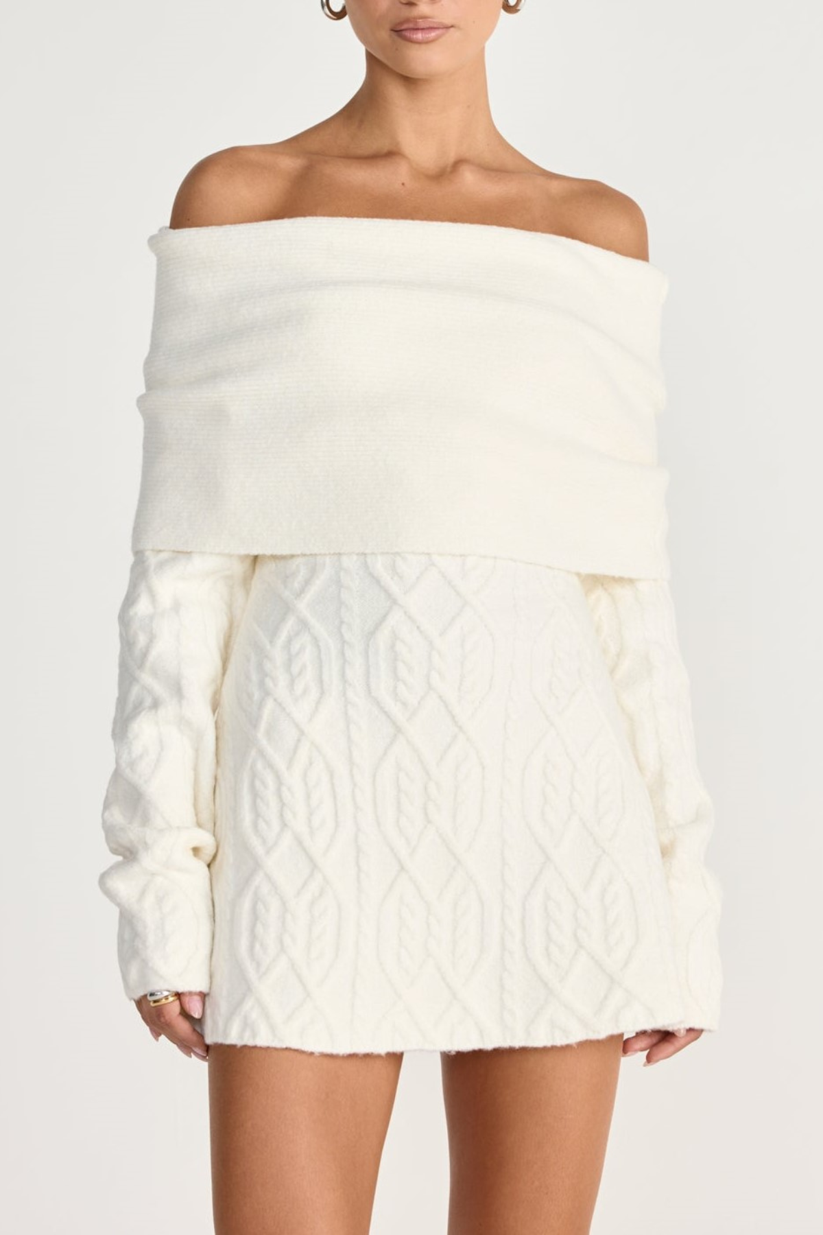 Salaga Off Shoulder Knit Mini Dress - White