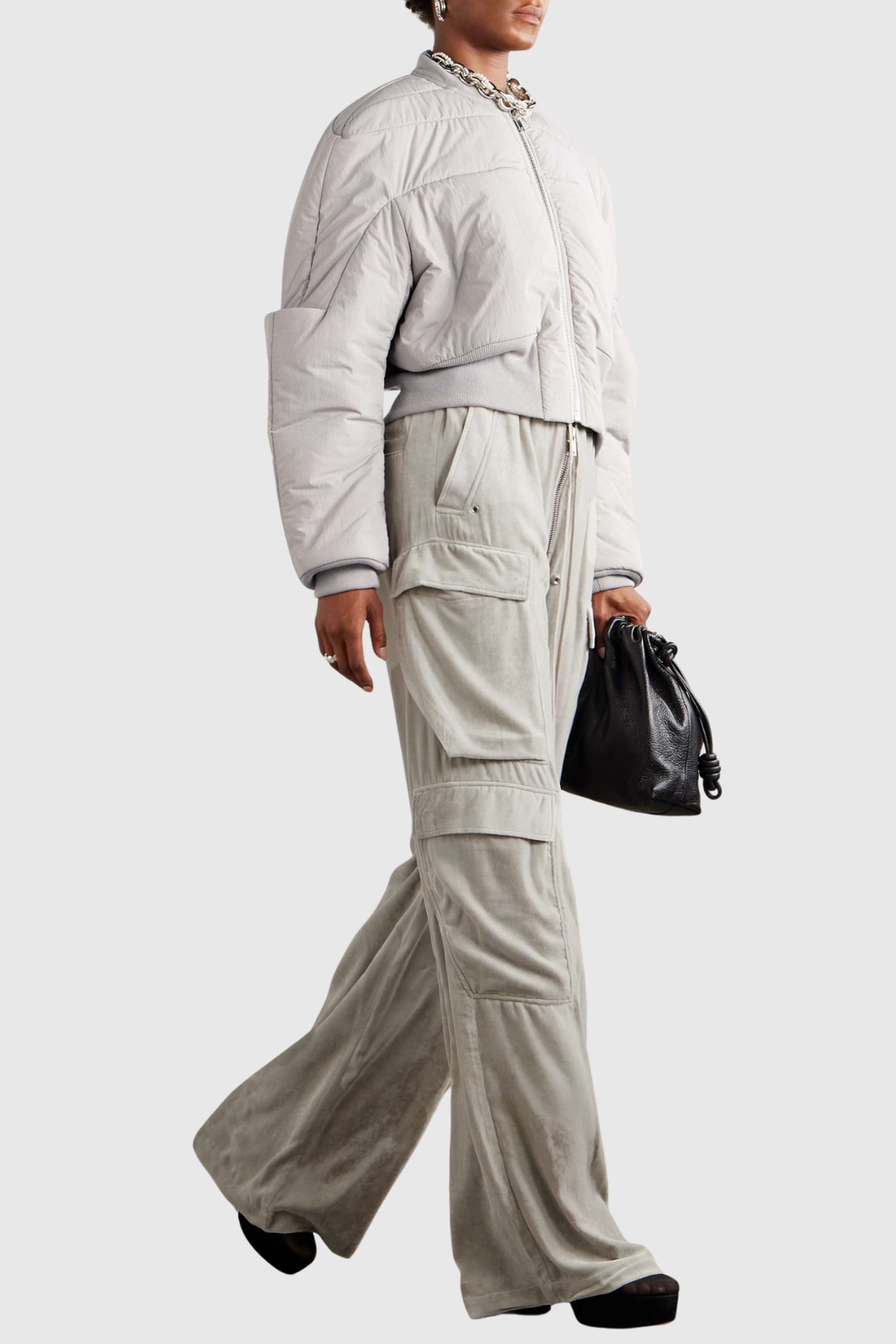 Scoro Cropped Bomber Jacket  - White