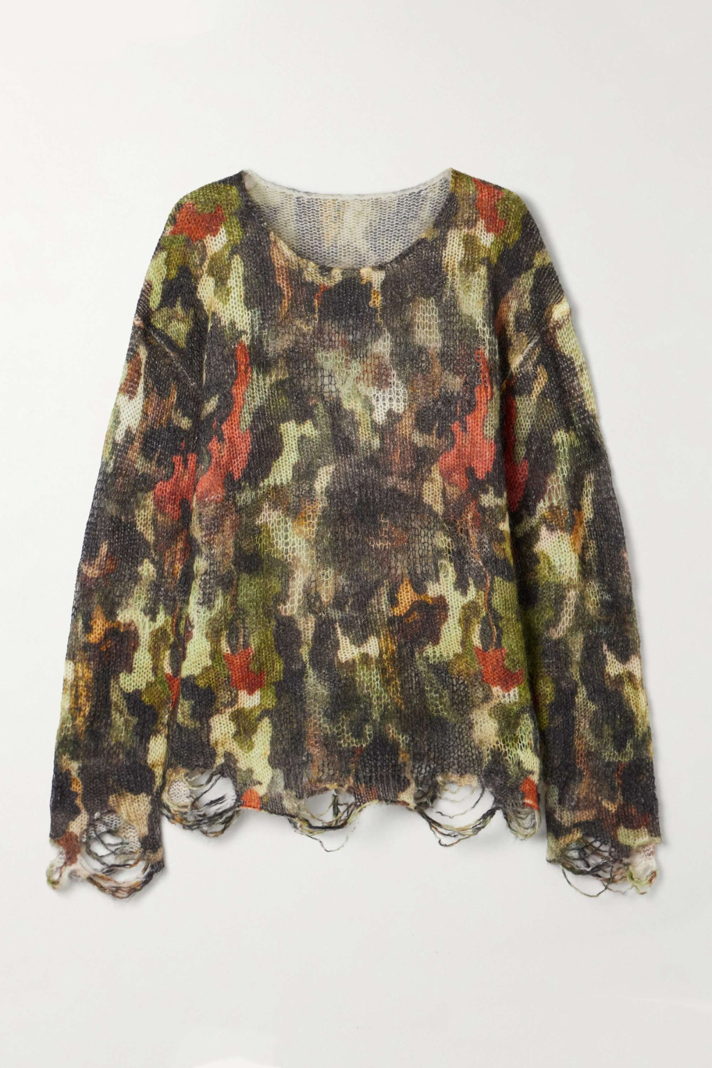 Shirla Distressed Camouflage Knit Sweater