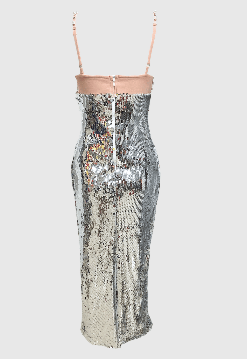 Sibilia Sequin Pearl Embeliished Midi Bandage Dress