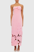 Sladia Floral Appliqué Strapless Midi Dress - Pink