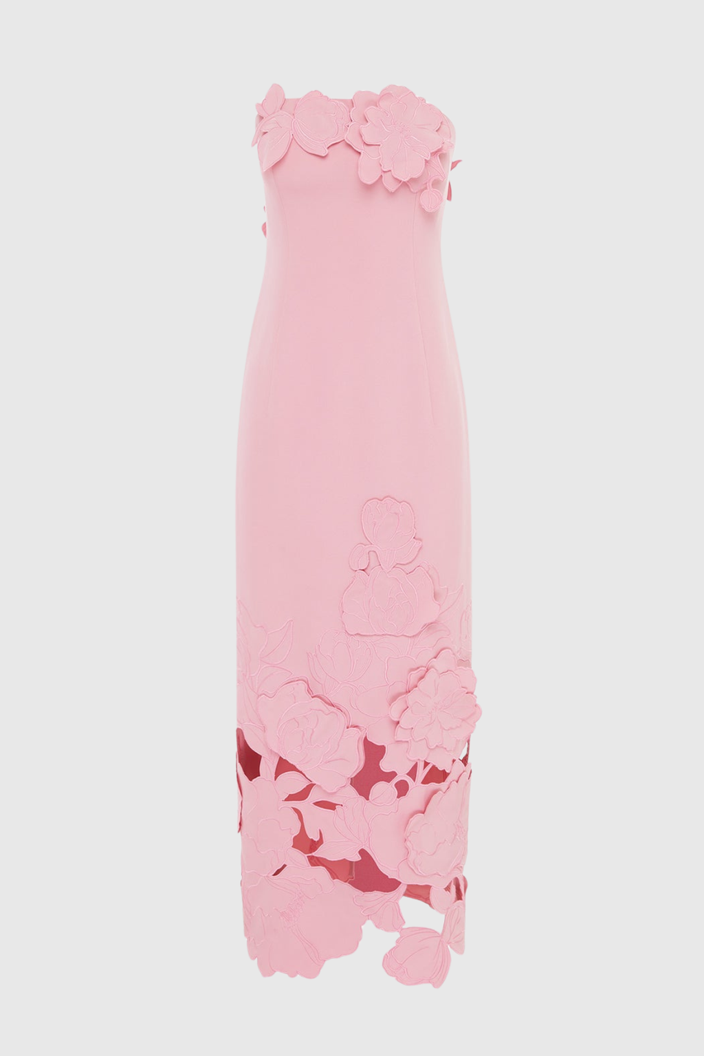 Sladia Floral Appliqué Strapless Midi Dress - Pink