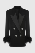 Strara Diamond Buttoned Feather Blazer