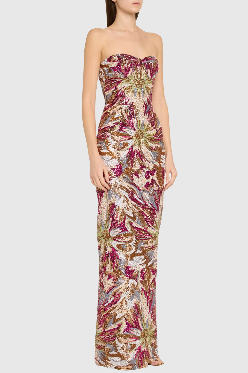 Sulie Strapless Floral Sequin Maxi Dress