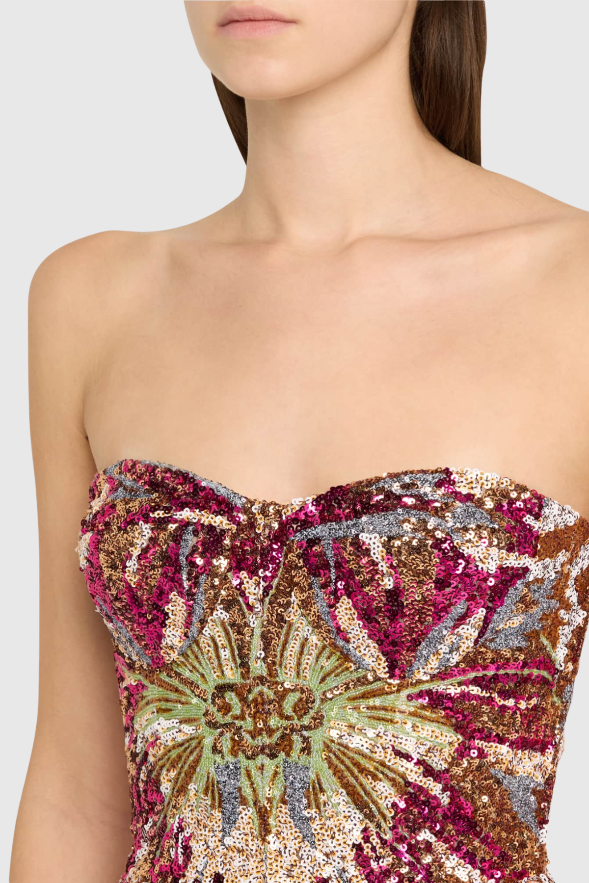 Sulie Strapless Floral Sequin Maxi Dress