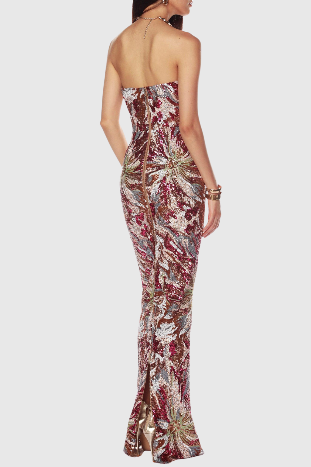 Sulie Strapless Floral Sequin Maxi Dress