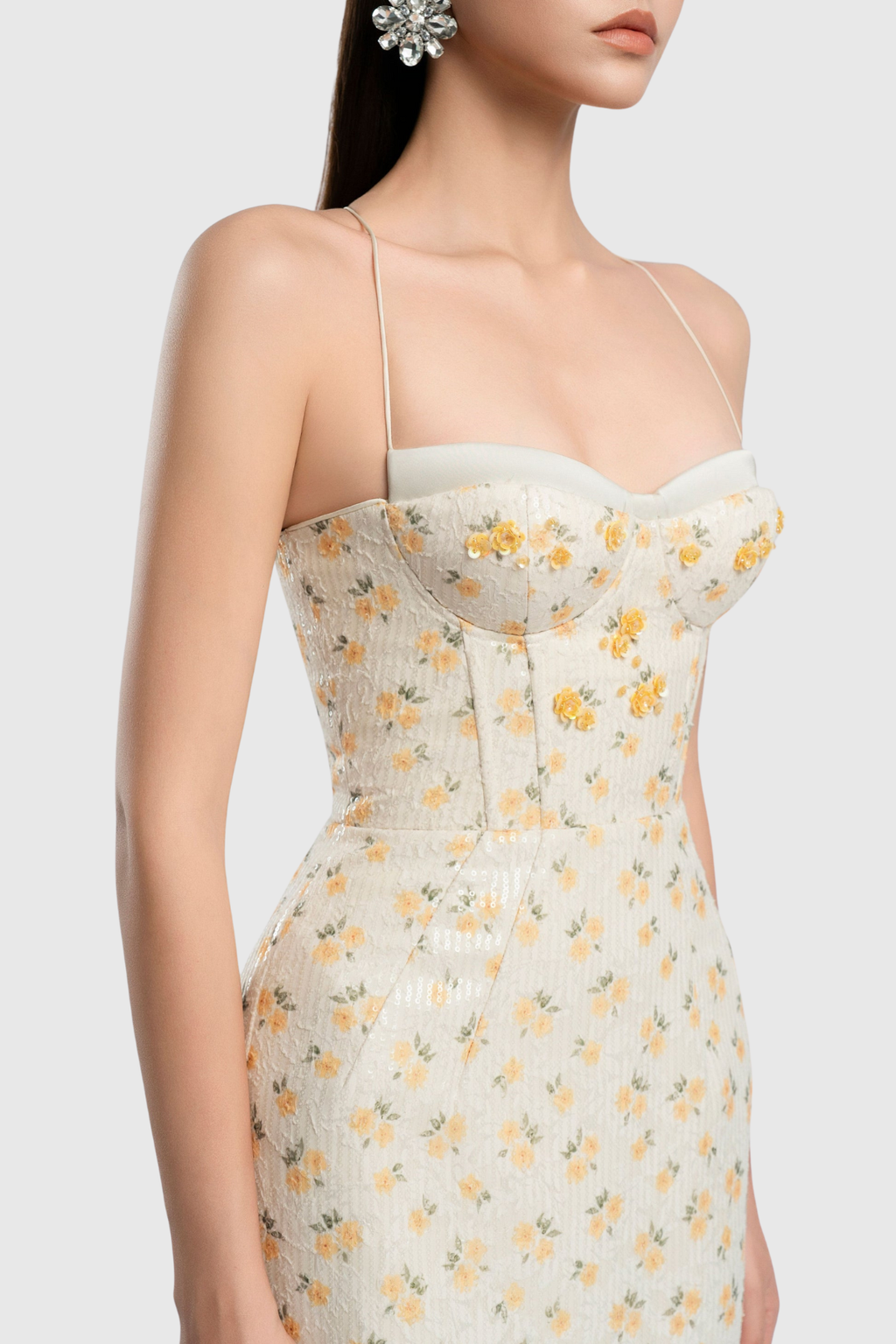 Sulliva Floral Sequin Halter Maxi Dress