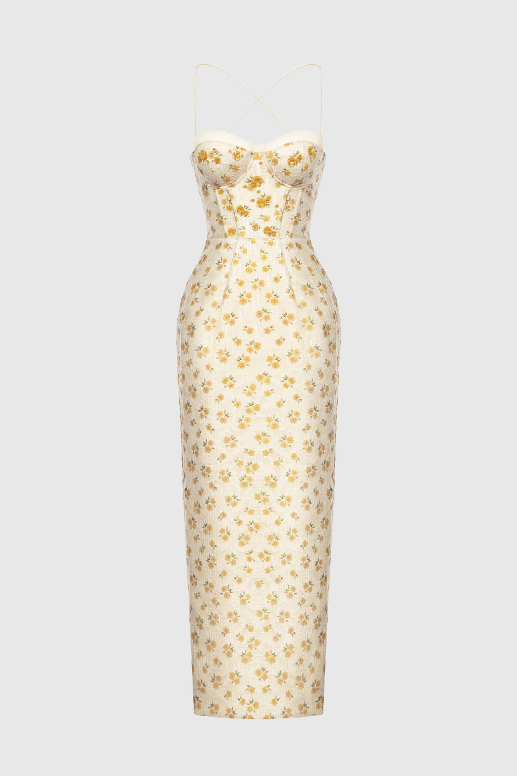 Sulliva Floral Sequin Halter Maxi Dress