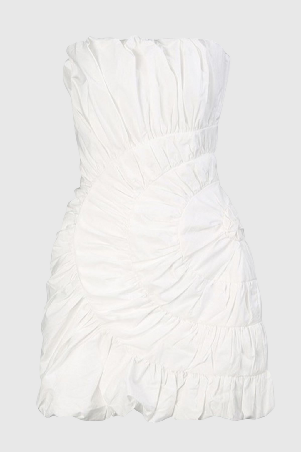 Tania Strapless Ruched Mini Dress - White