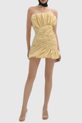 Tania Strapless Ruched Mini Dress - Yellow