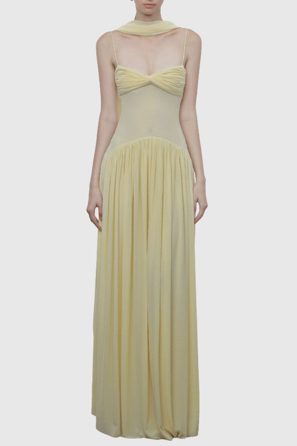 Tasmia Mesh Strapless Maxi Dress - Yellow