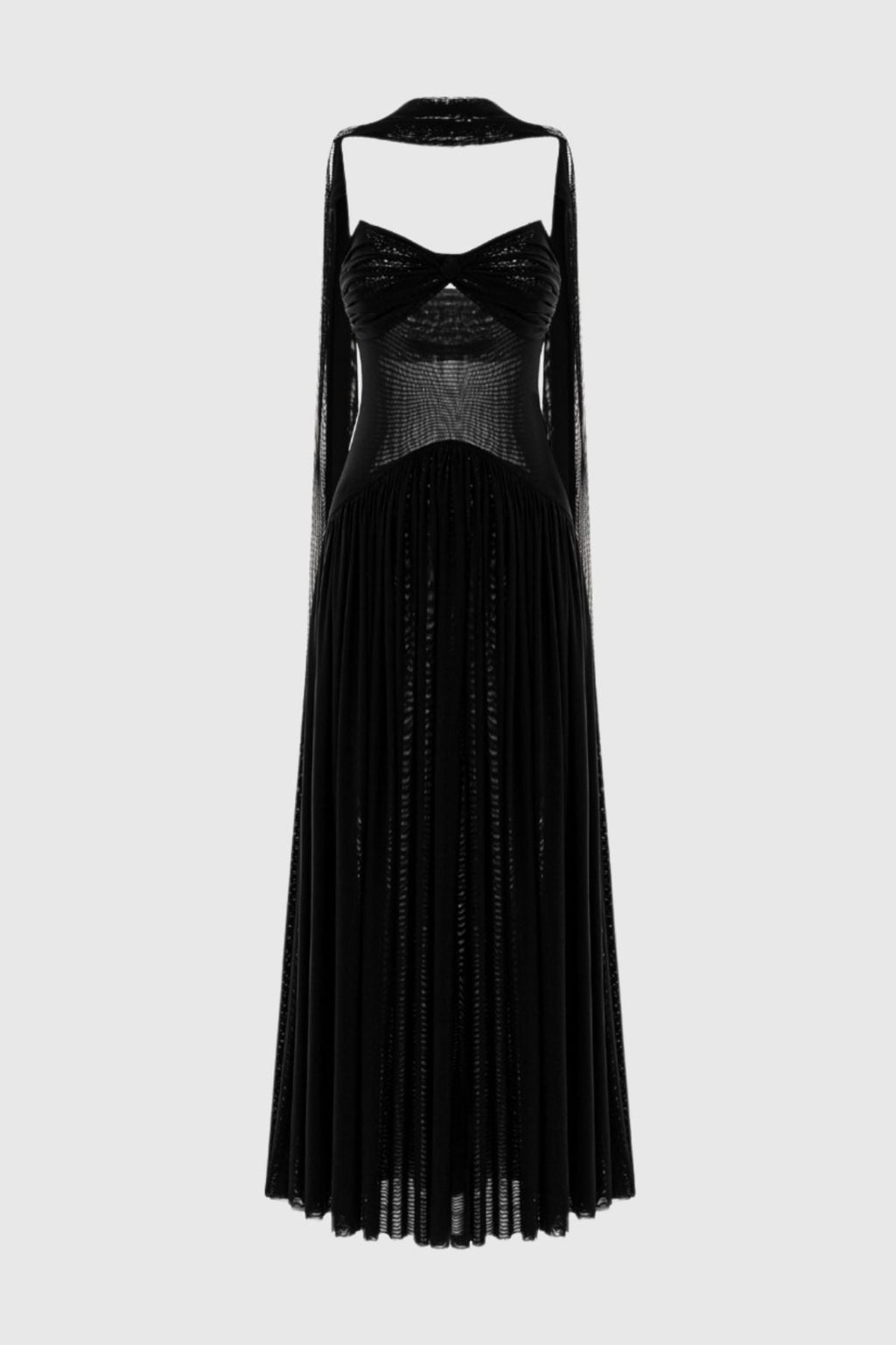 Tasmia Mesh Strapless Maxi Dress - Black