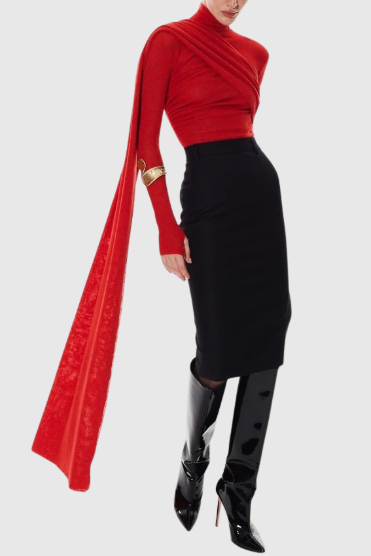 Telaka Asymmetric Mesh Wrap Top - Red