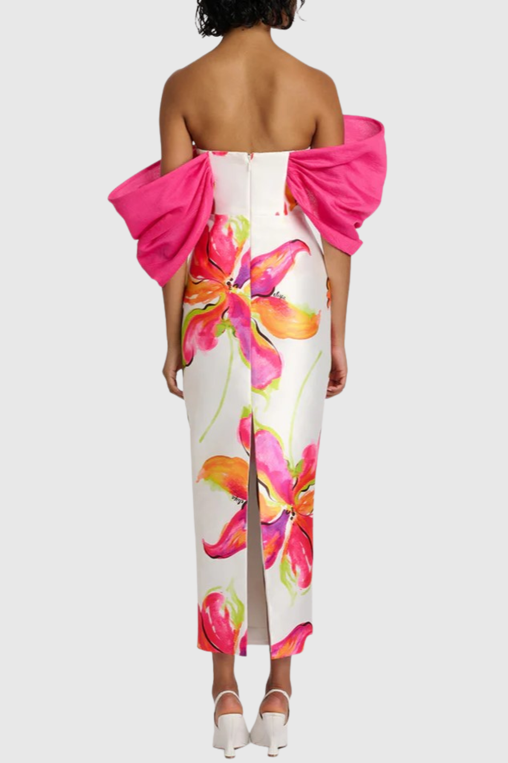 Thana Floral Print Off Shoulder Midi Dress
