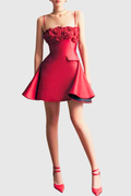 Thistle Floral Appliqué A-line Satin Mini Dress