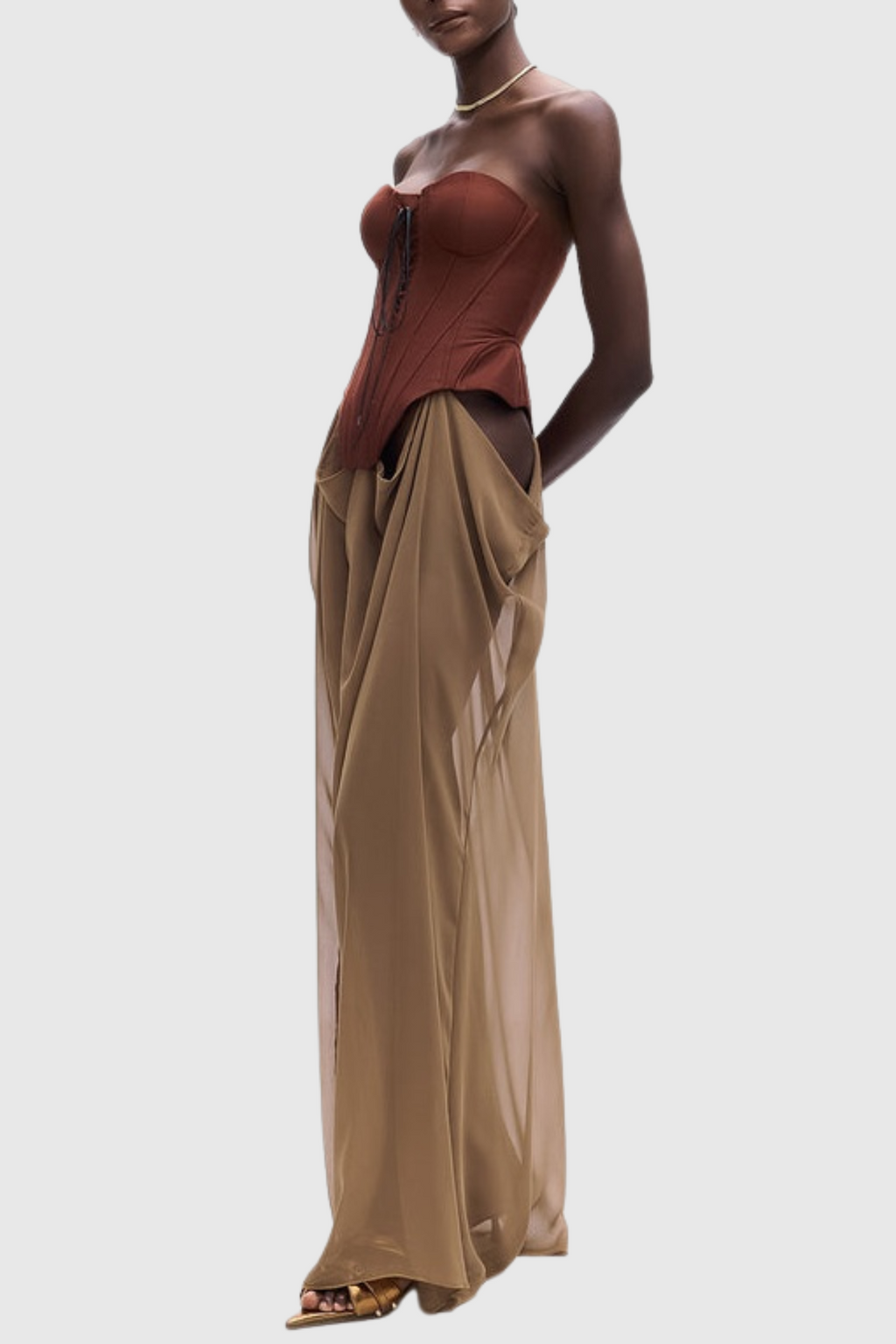 Tizoc Strapless Corset Lace Up Maxi Dress