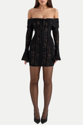 Tleta Lace Off Shoulder Mini Dress - Black