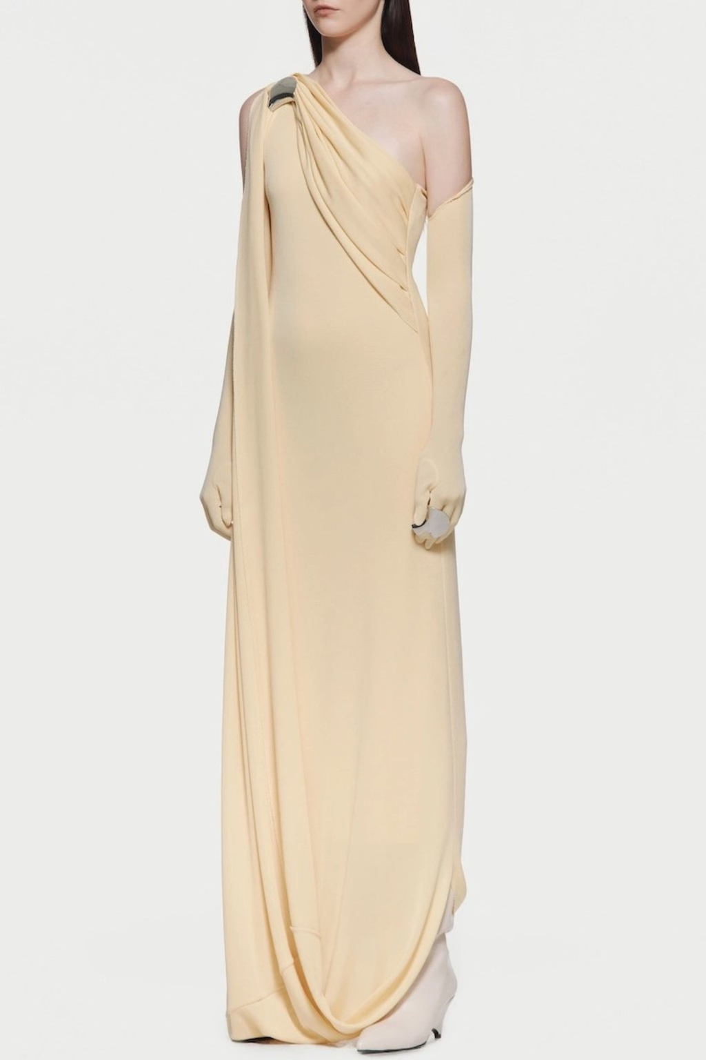 Tobala One Shoulder Asymmetrical Draped Maxi Dress - Yellow