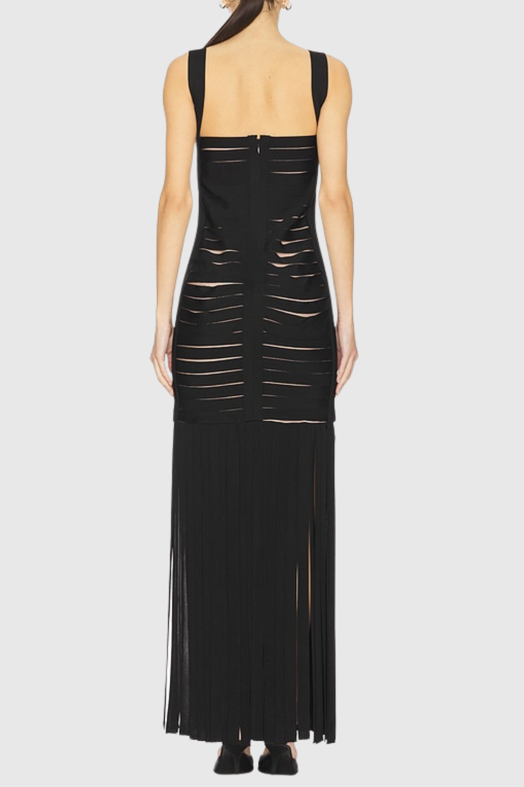 Tosana Fringed Cutout Maxi Bandage Dress