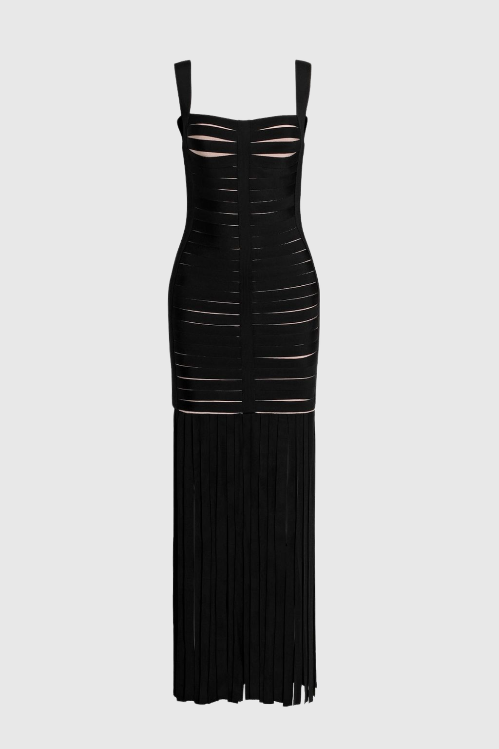 Tosana Fringed Cutout Maxi Bandage Dress