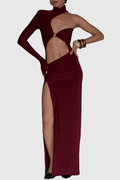 Tracia Asymmetric Cutout Maxi Dress - Wine