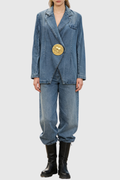 Travia Gold Embellished Denim Blazer