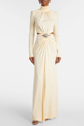 Trisa Crystal Embellished Cutout Maxi Dress - Yellow