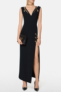 Venetia Pin Embellished Split Midi Bandage Dress