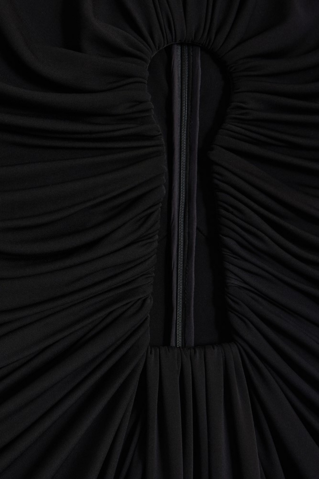 Viceroy Keyhole Mesh Ruched Maxi Dress - Black