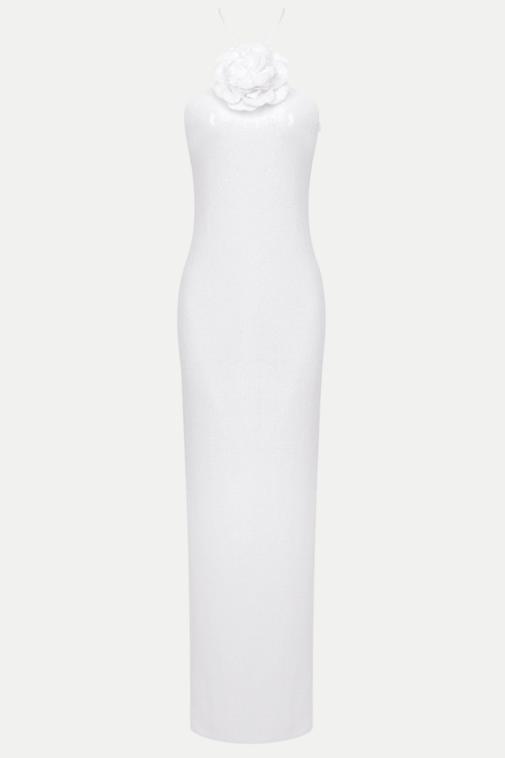Vidonia Halter Floral Sequin Maxi Dress - White