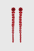 Vihoa Crystal Beaded Drip Earrings - Red