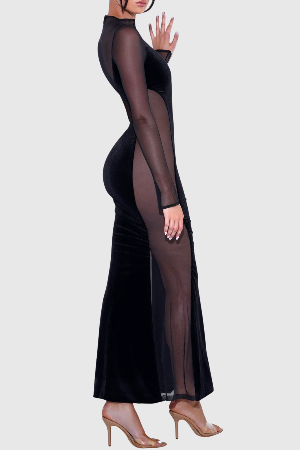 Wilbura Velvet Mesh Maxi Dress