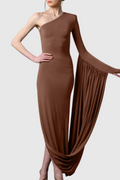 Yanira One Shoulder Draped Midi Dress