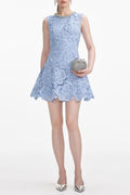 Yuriy Crystal Embellished Floral Lace Mini Dress
