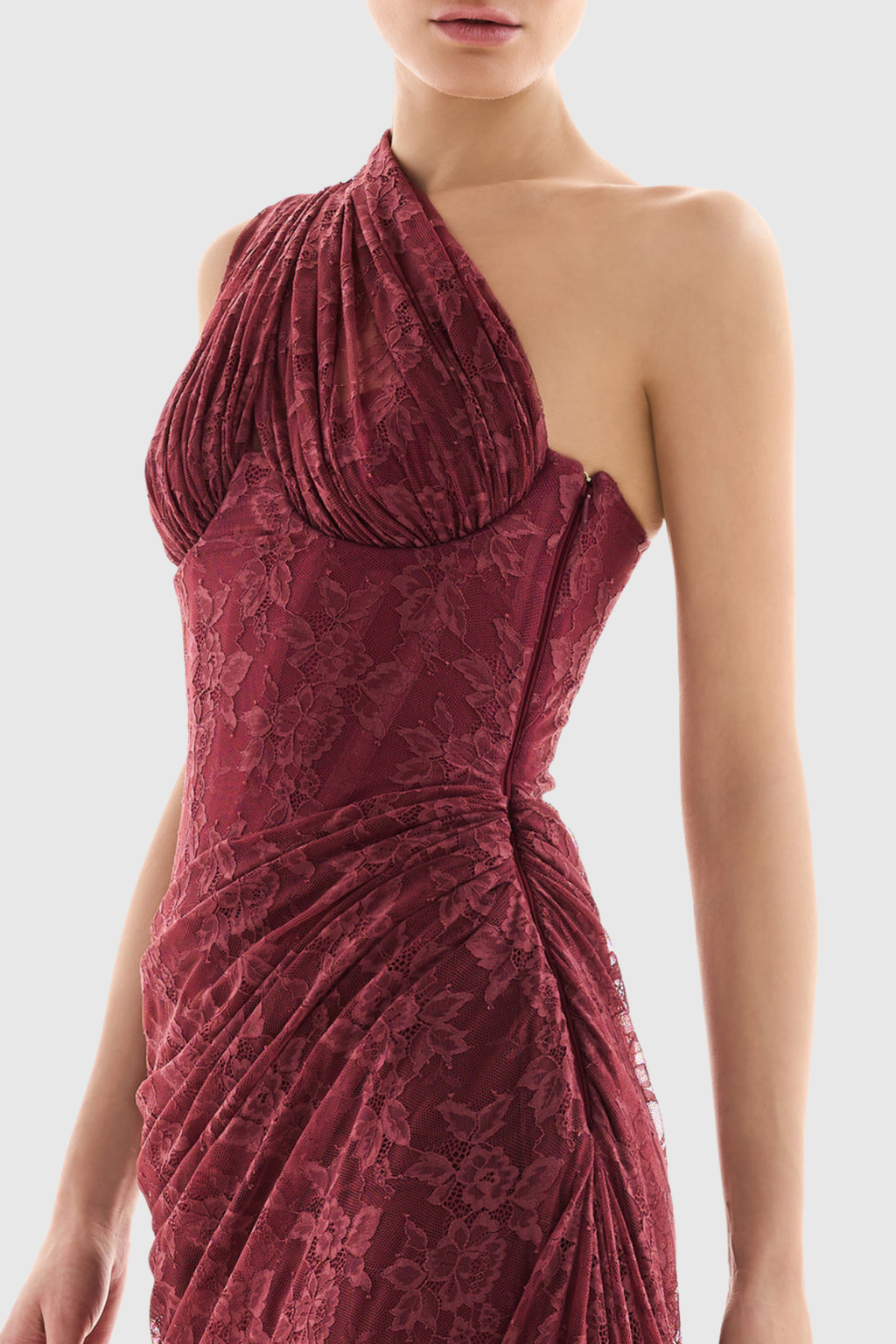 Zelma Lace One Shoulder Corset Maxi Dress
