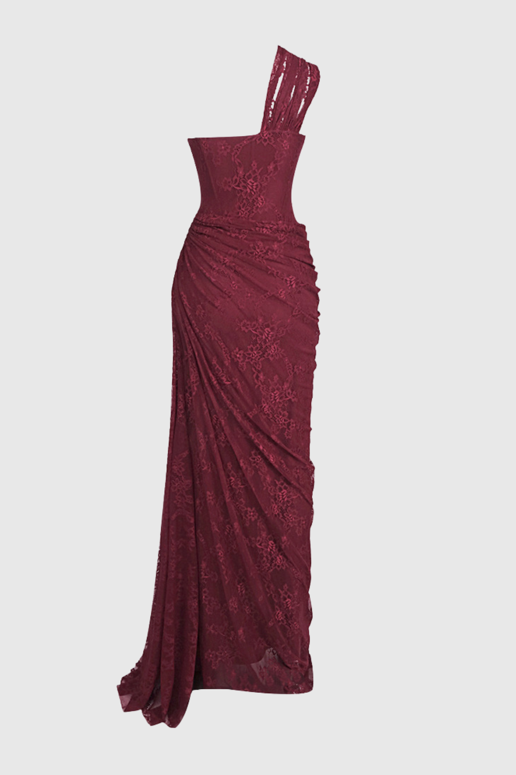 Zelma Lace One Shoulder Corset Maxi Dress