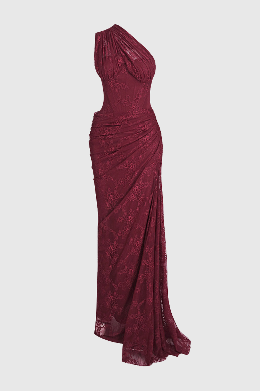 Zelma Lace One Shoulder Corset Maxi Dress